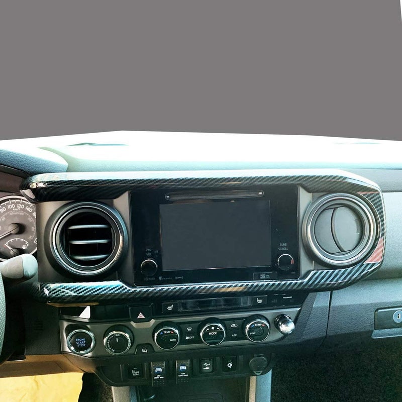 JSTOTRIM Carbon Fiber Look Central Console Dashboard Panel Cover Trim for Toyota Tacoma 2016-2023 - Image 3